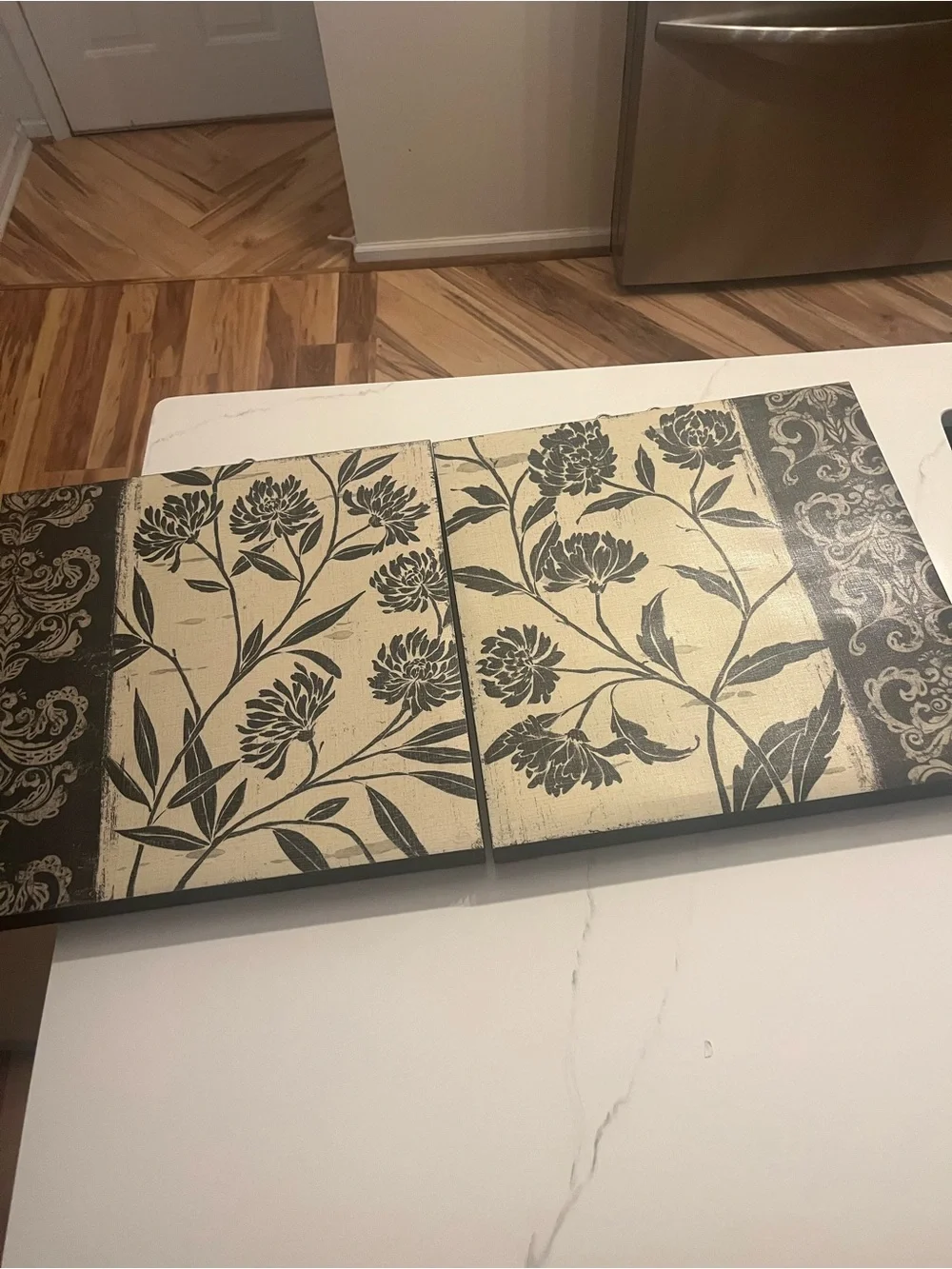 Floral Panel Wall Art - Black and Cream Botanical Set from Target